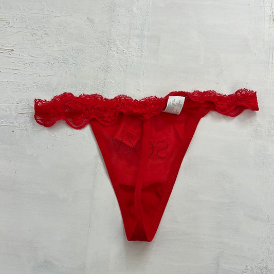 TAYLOR SWIFT DROP | small red lace thong with diamonté ‘sexy’ spell out