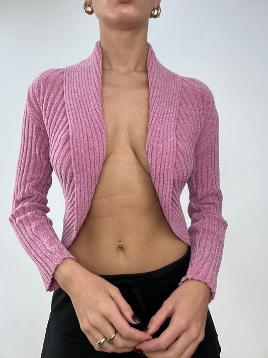 💻 BALLETCORE | small pink ribbed knitted cardigan