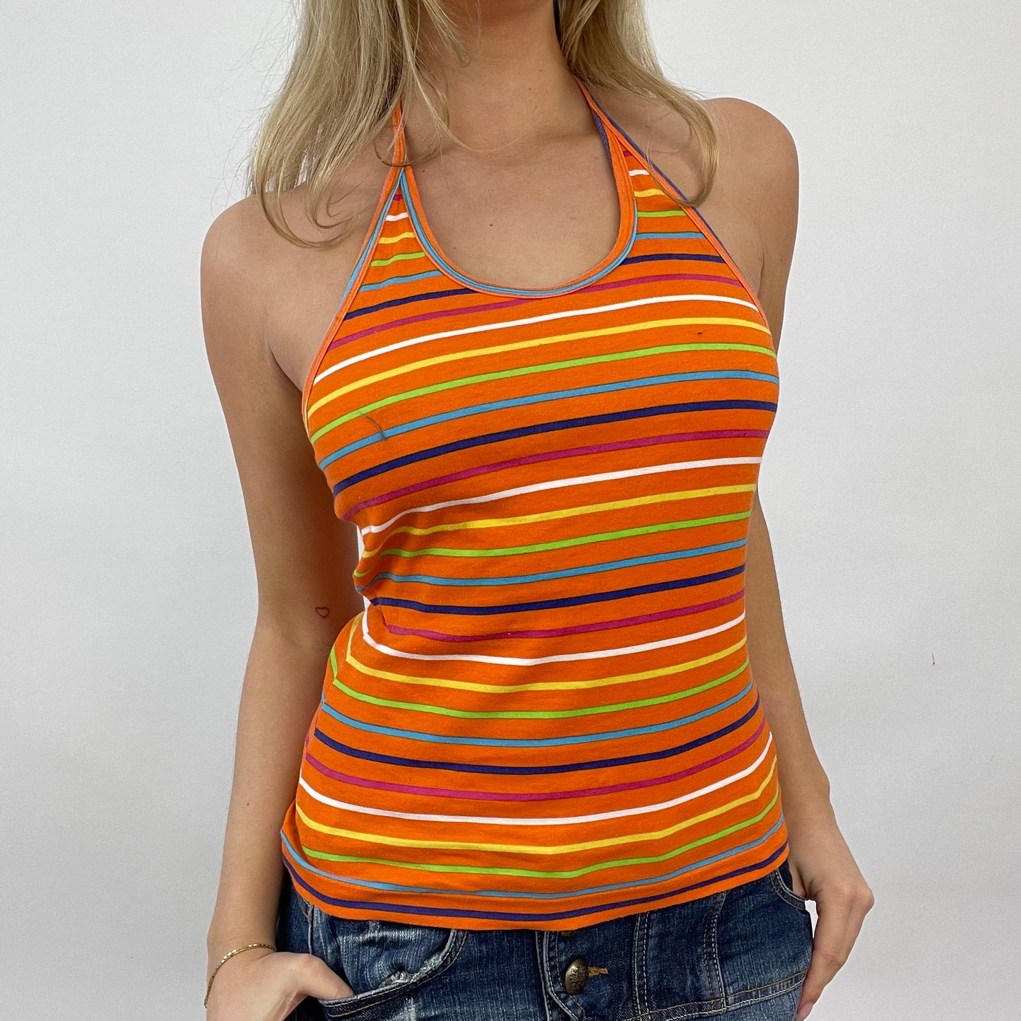 💻 GIRL CORE DROP | small orange stripy halterneck top