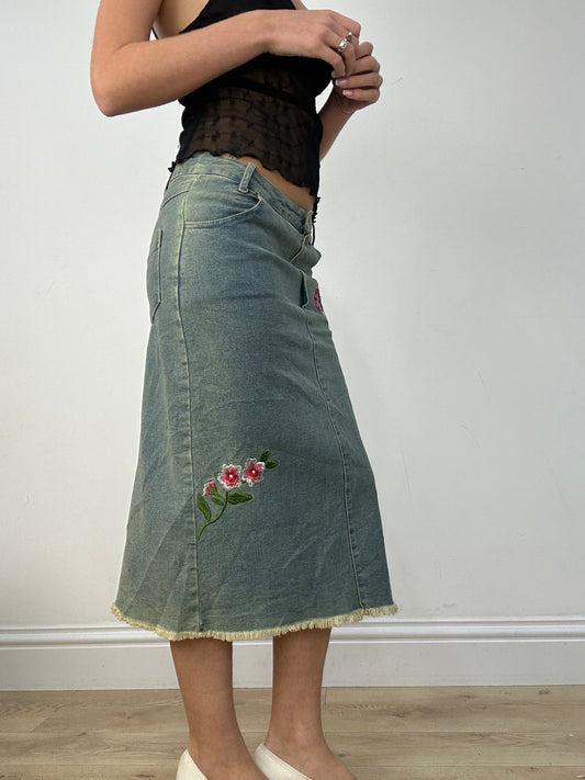 BEST PICKS | medium denim midi floral skirt