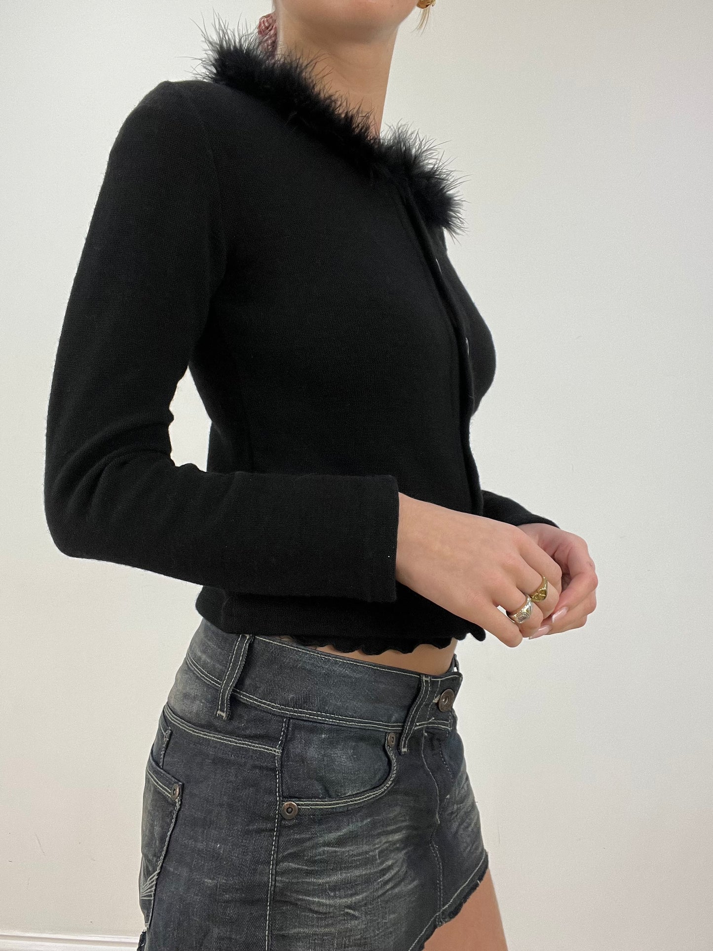 BEST PICKS | small black faux fur cardigan