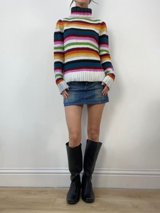 vintage edit thirteen | extra small multicoloured striped roll neck jumper