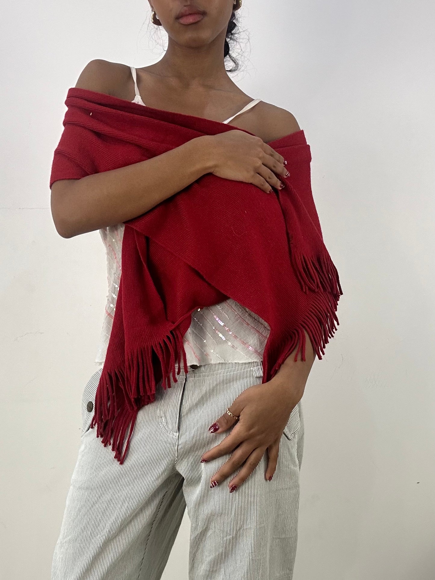 💻BEST PICKS | one size red tassel scarf