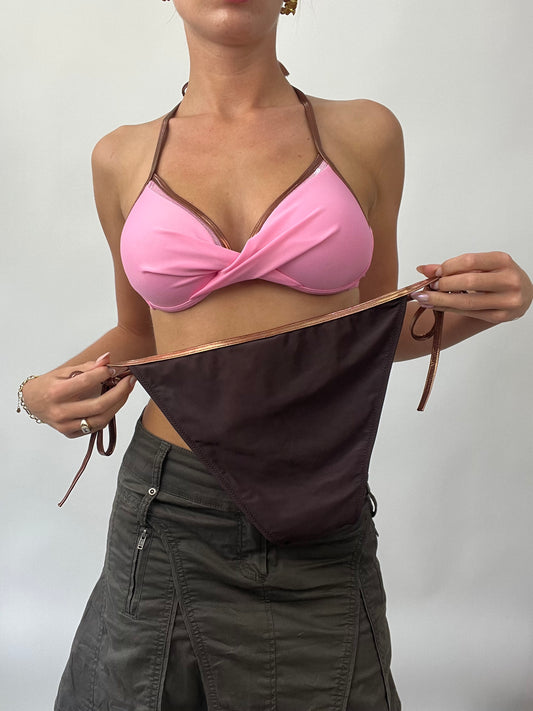 BRAT GIRL SUMMER DROP | large pink and brown bikini set