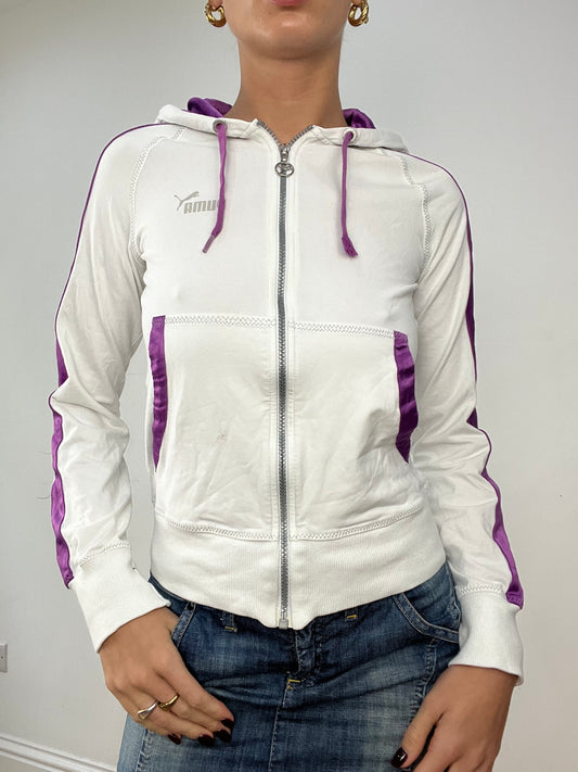 💻 BALLETCORE | extra small white and purple puma zip up