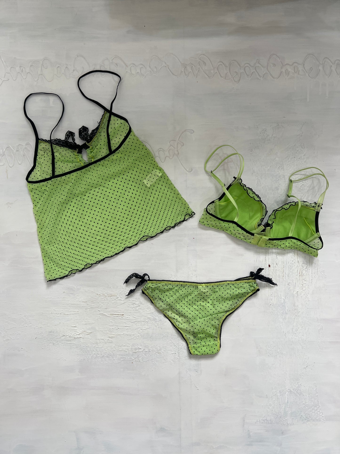 DINNER PARTY | extra small green polka dot lingerie set