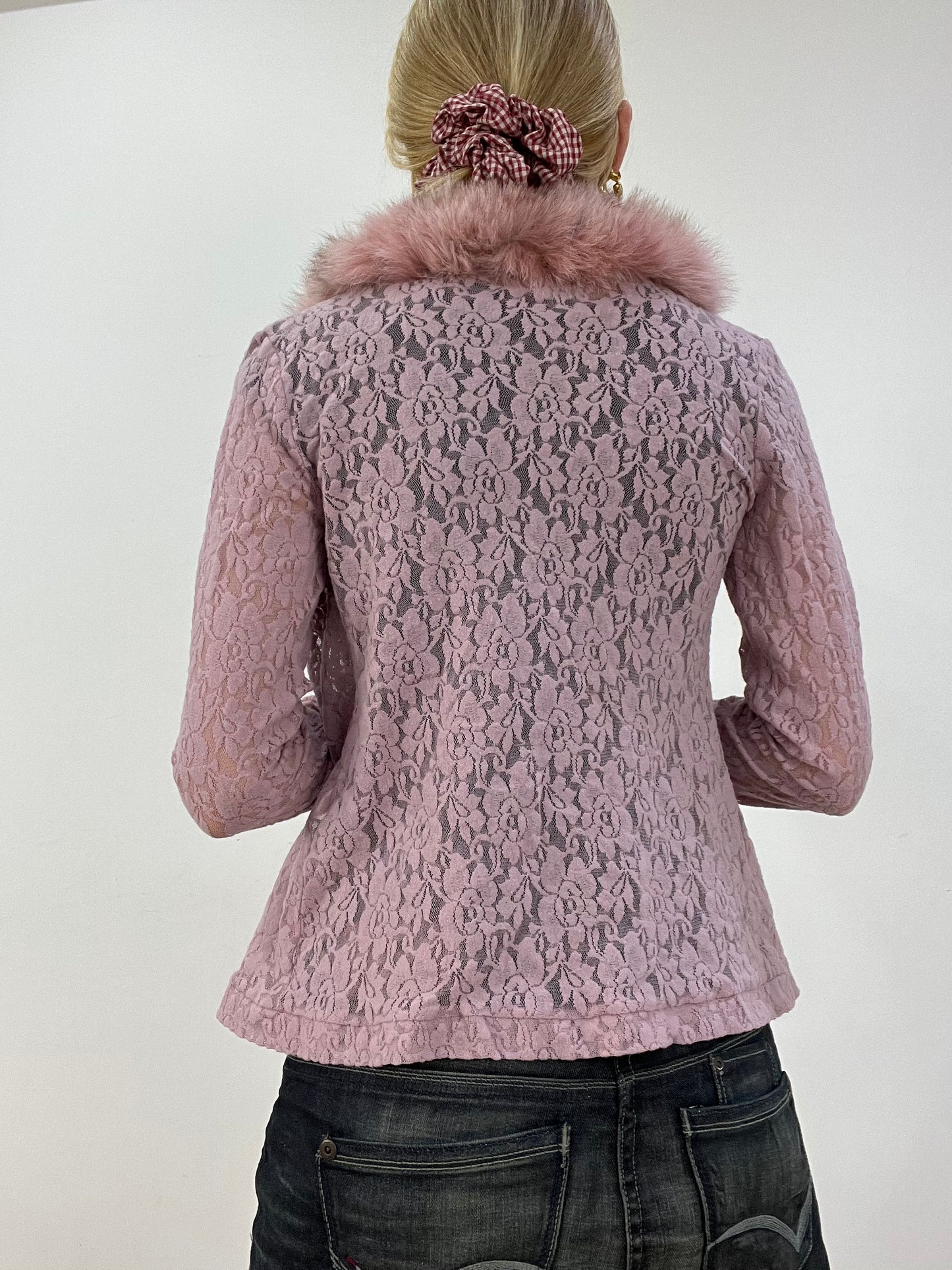 BEST PICKS | small pink lace faux fur cardigan