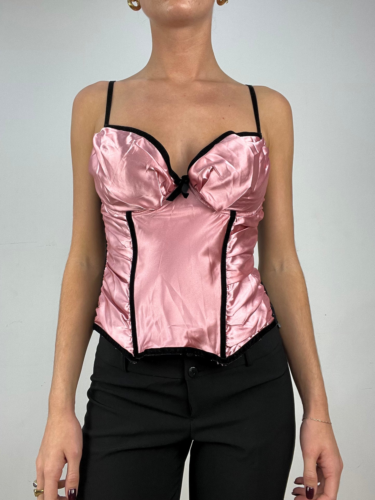 💚 DATE NIGHT | medium baby pink and black corset