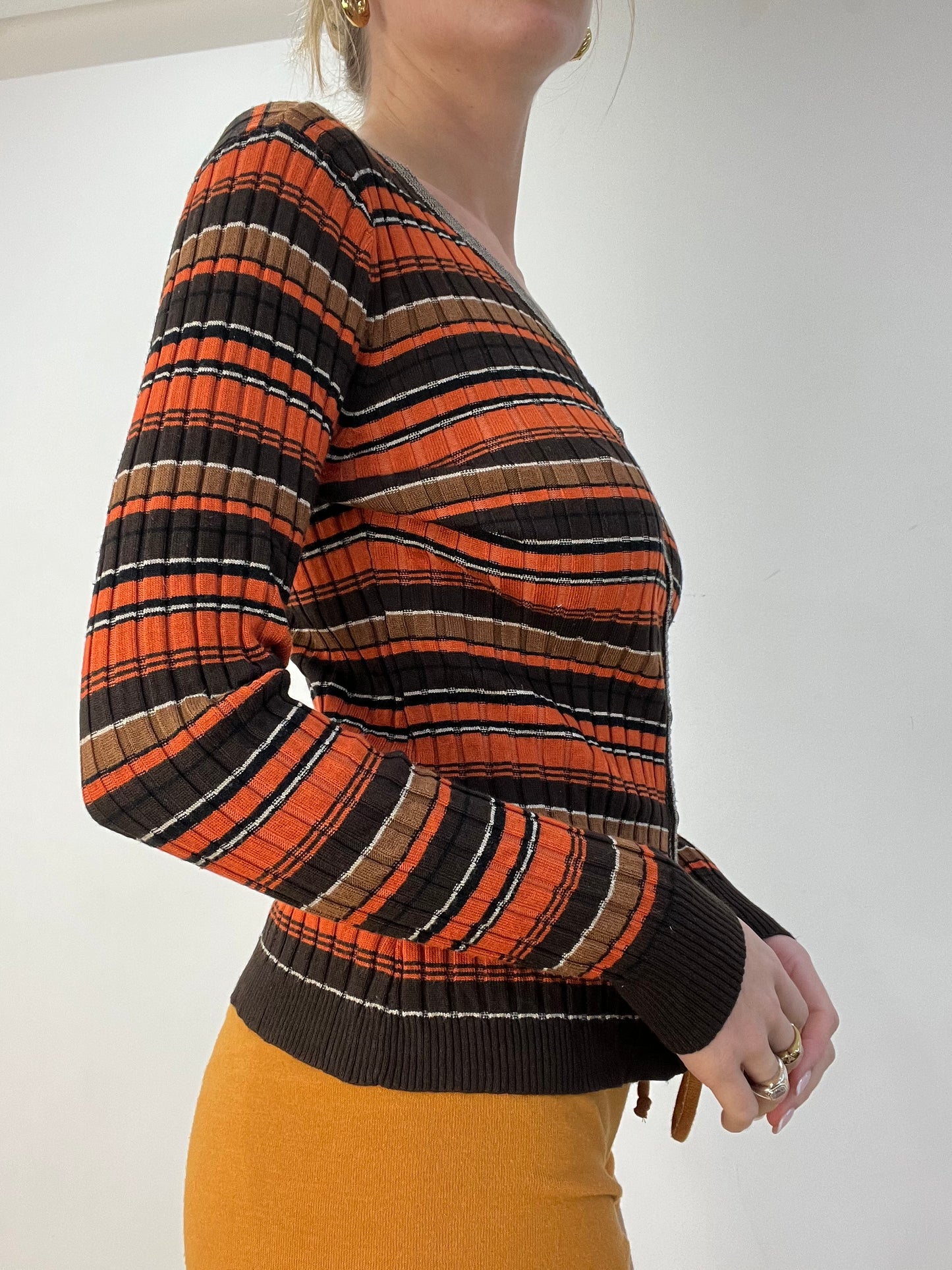 BEST PICKS | small brown and orange striped cardigan