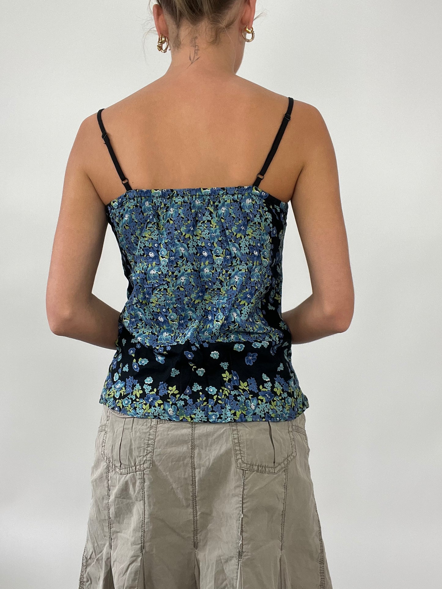 PALM BEACH DROP | small blue cami with floral print all over