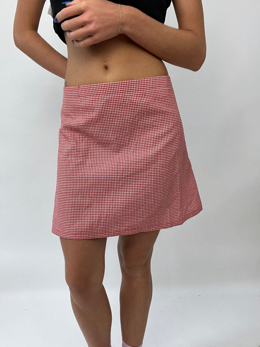 FRUITY DROP | medium red and white gingham skirt