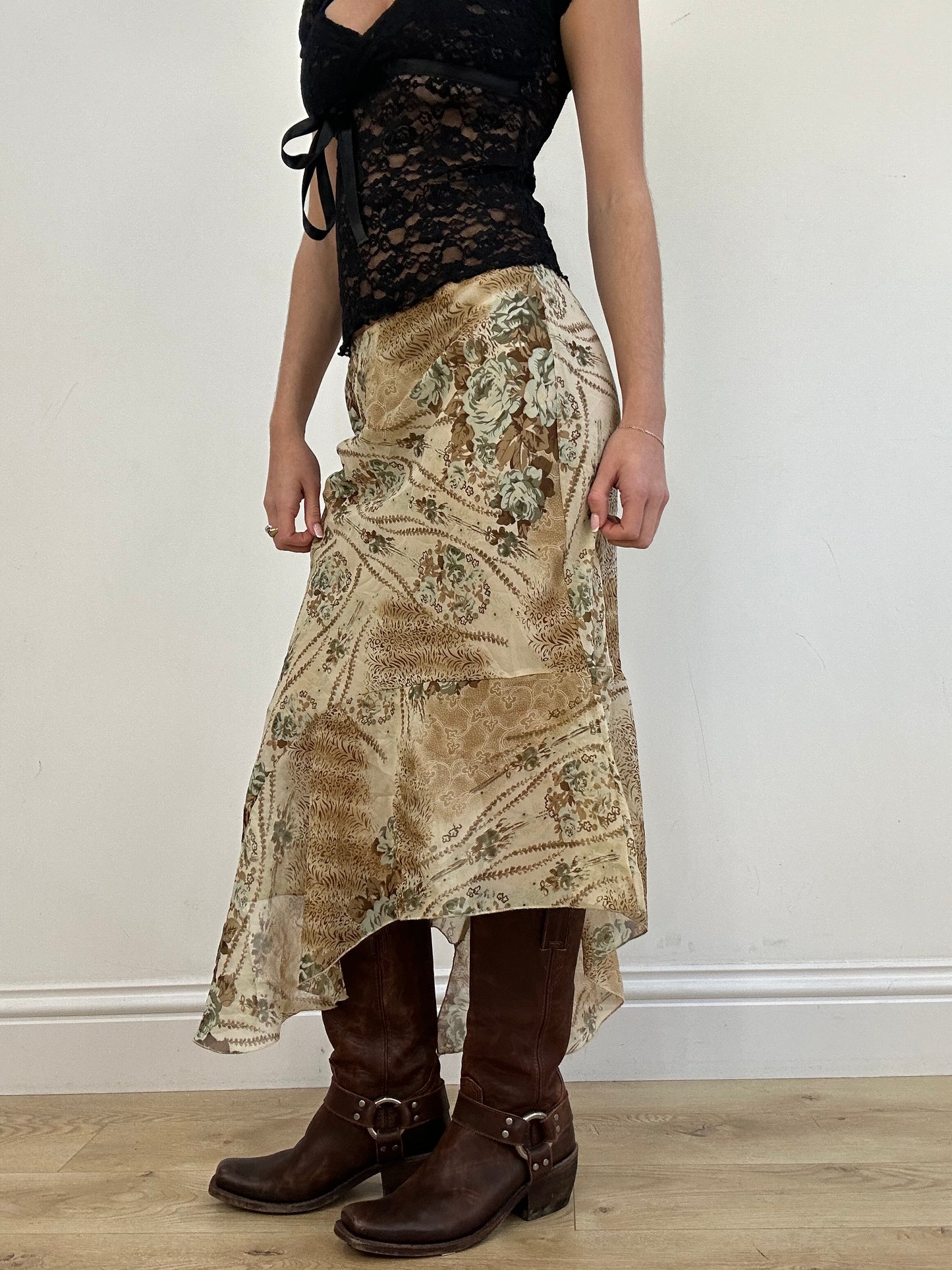 vintage edit four | medium brown paisley print maxi skirt