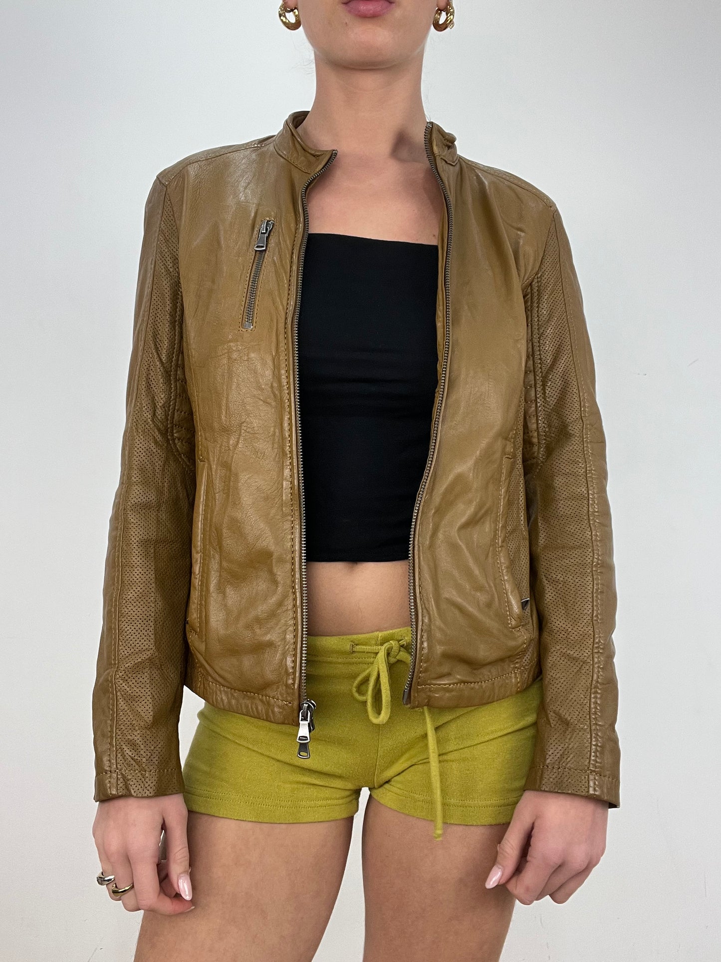 vintage edit ten | medium brown real leather jacket