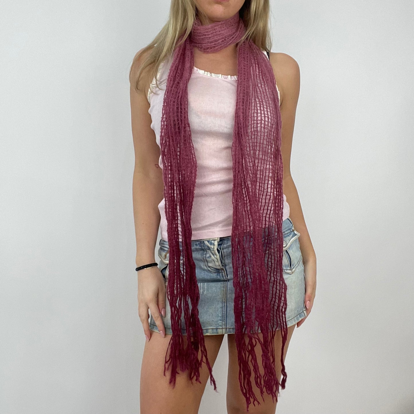 BARBIE DROP - national barbie day | sheer purple knitted scarf