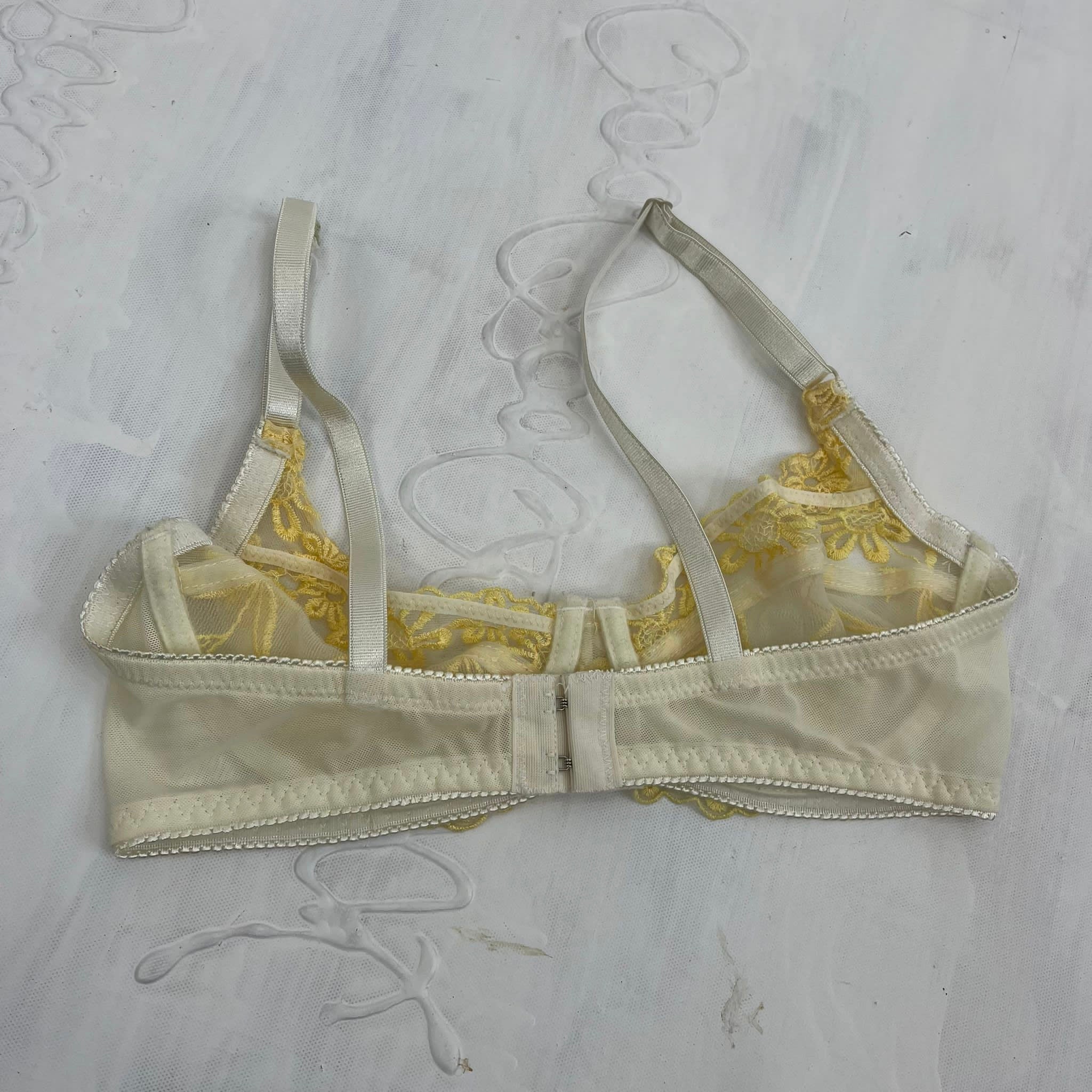 12 DAYS OF XMAS DROP  small yellow lace embroidered bra – remass