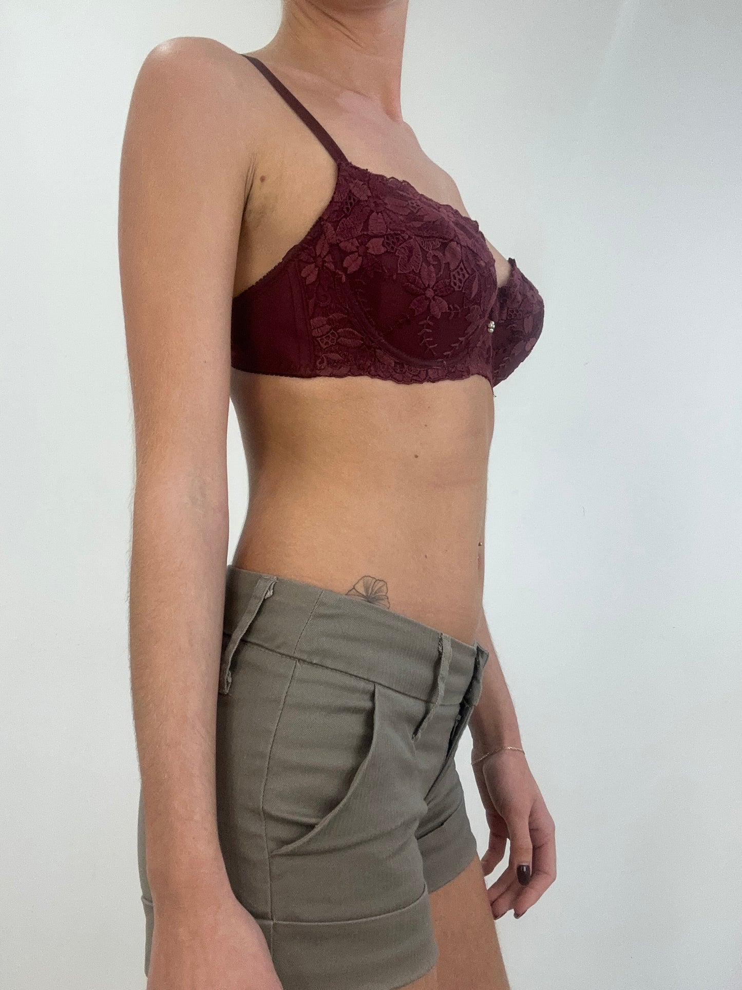 vintage drop 1 | small burgundy floral embroidered bra and thong set