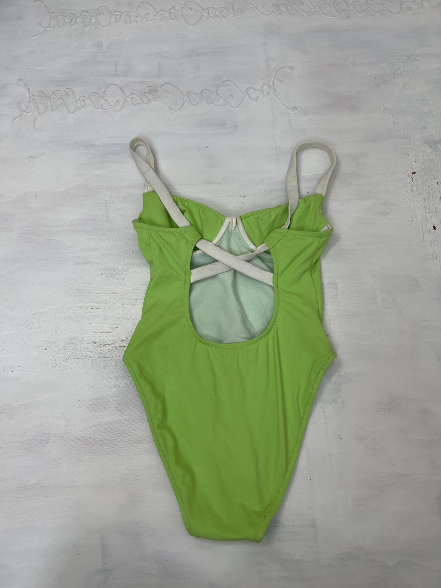 FRUITY DROP | small green swimsuit with white cross straps