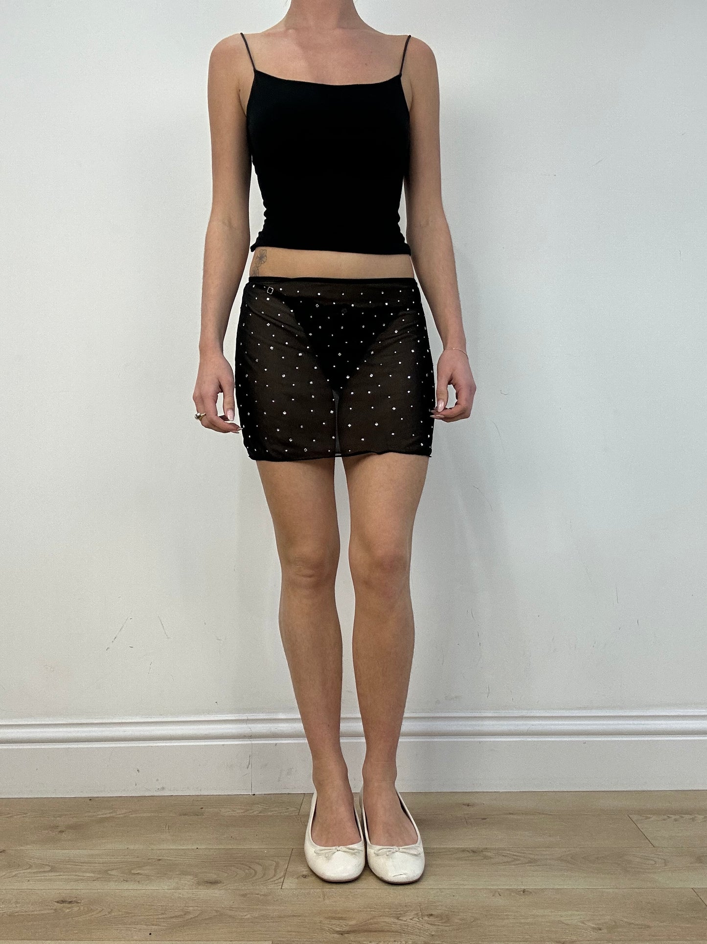 vintage edit: date night | extra small black semi sheer mini skirt