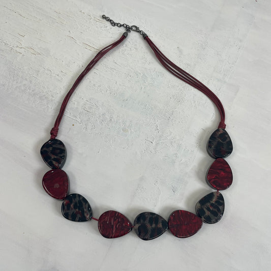 INSTA BADDIE DROP | red beaded animal print necklace