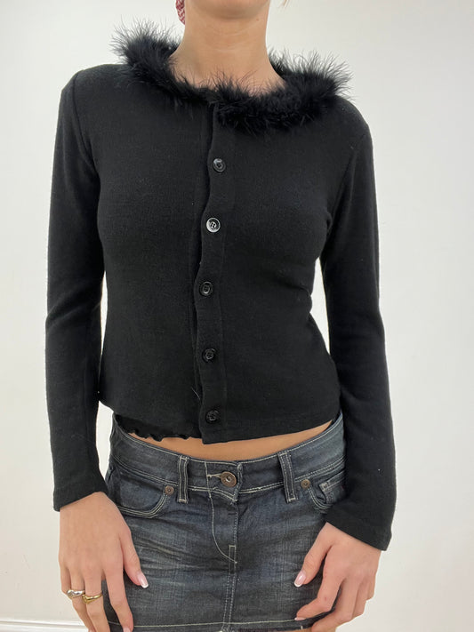 BEST PICKS | small black faux fur cardigan