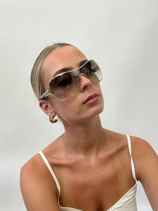 BRAT GIRL SUMMER DROP | gold and purple diesel style aviator sunglasses