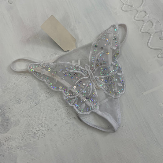 💻 GRUNGE COQUETTE DROP | small white sequin butterfly thong