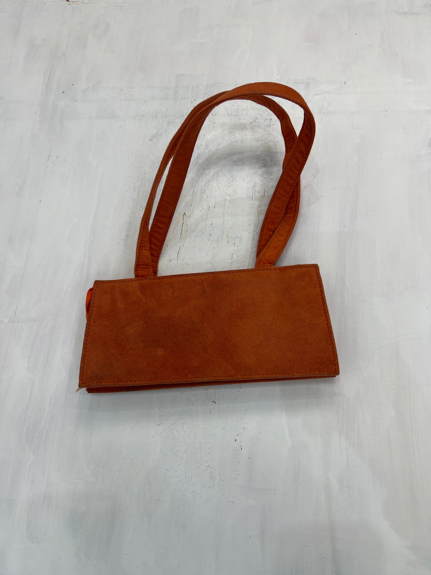 vintage edit eight | orange faux suede shoulder bag