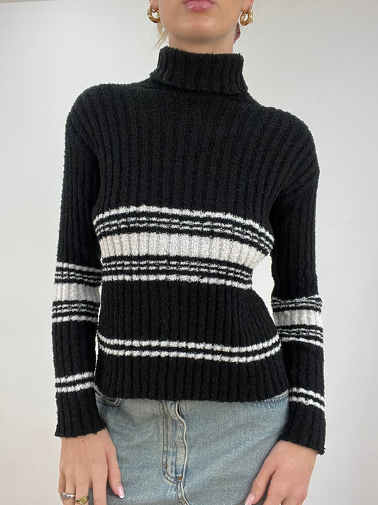 BEST PICKS | small black and white ribbed roll neck jumper