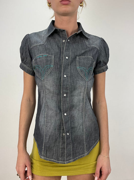 vintage edit eight | small grey denim button down shirt