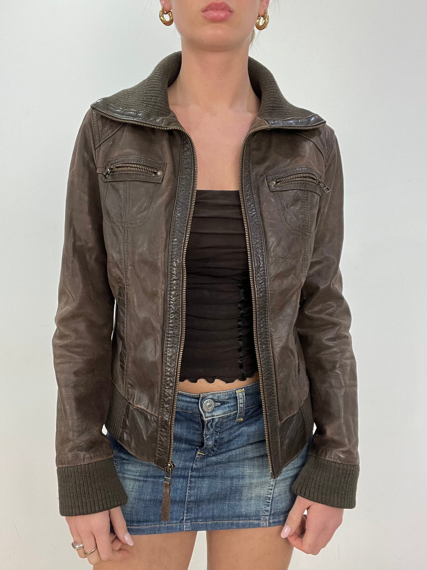 vintage edit nine | small brown pimkie faux leather jacket