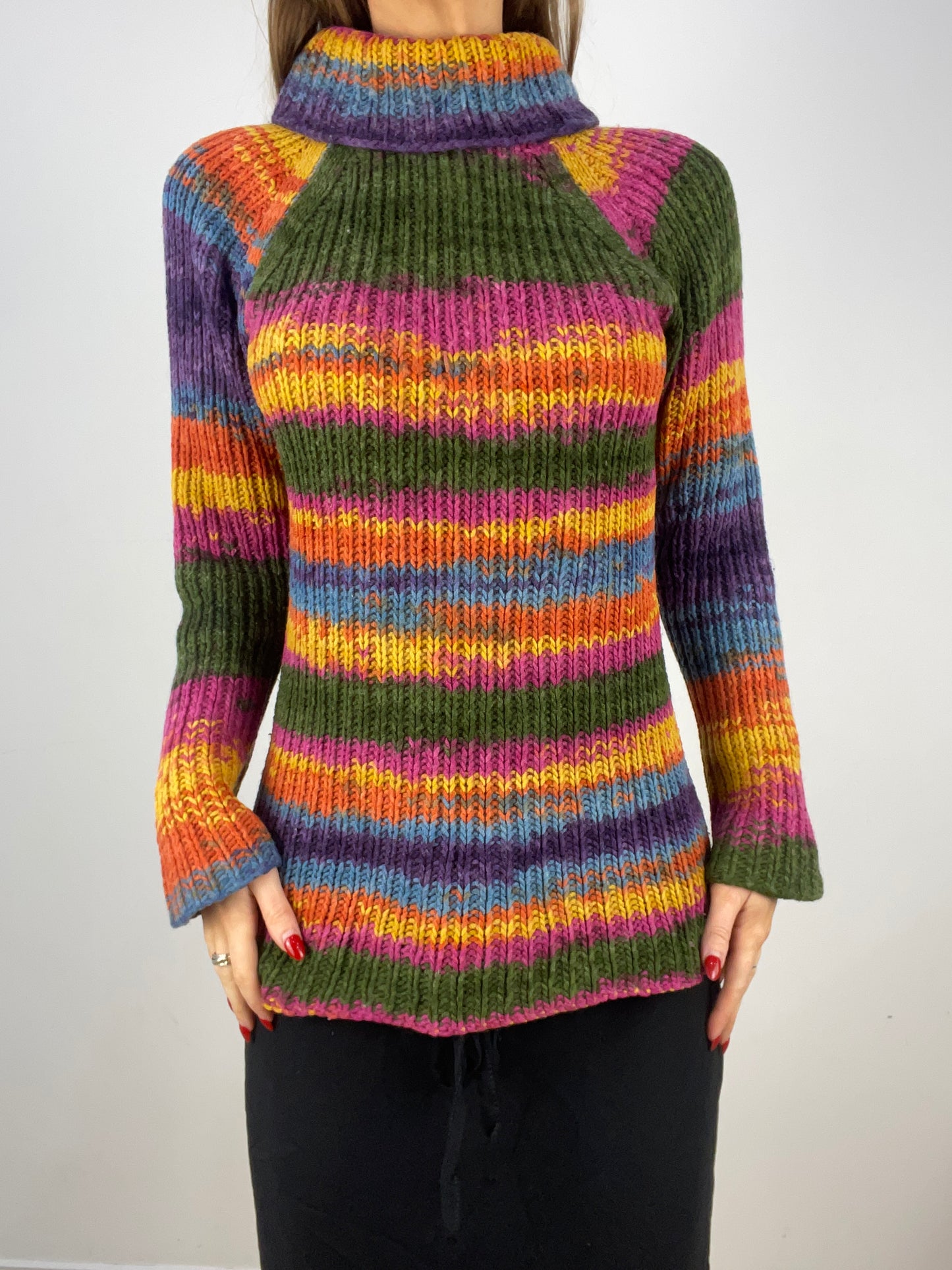 BEST PICKS | extra small striped multicolour roll neck jumper