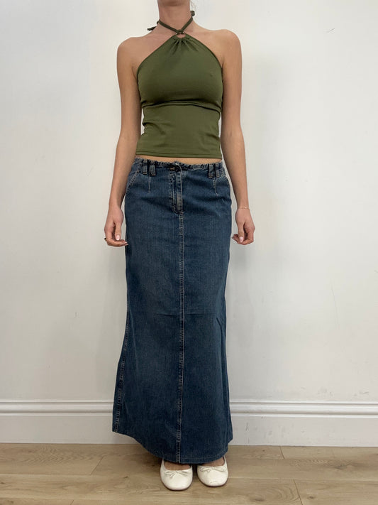 vintage edit six | small dark wash sisley maxi skirt