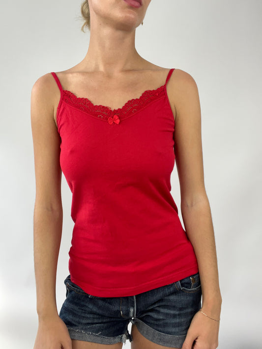 💻EUROS DROP | medium red cami top with lace trim