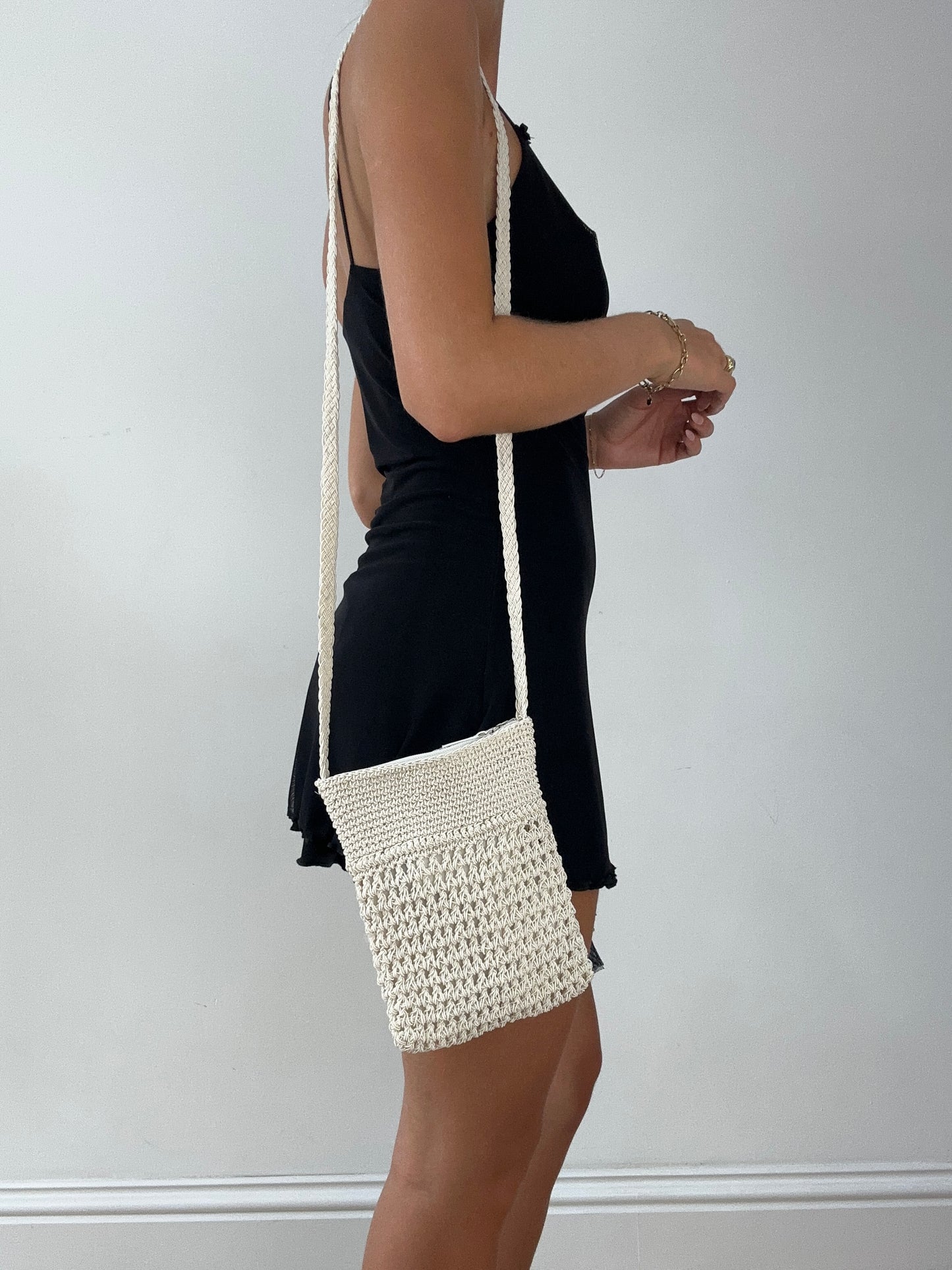 SIRENCORE | white crochet crossbody bag