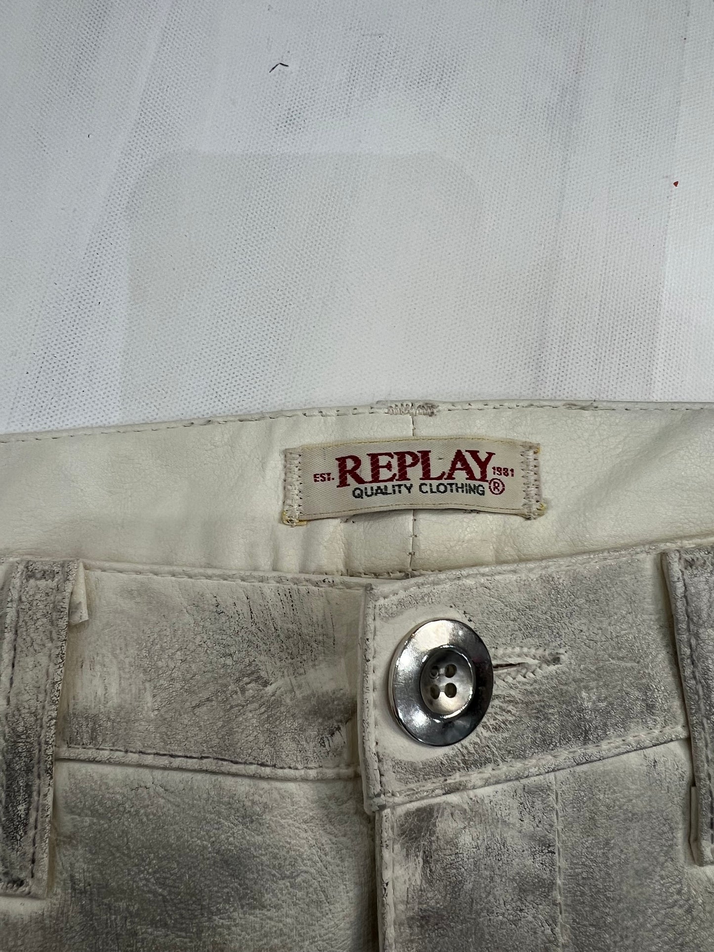 vintage drop 1 | small white leather replay skirt