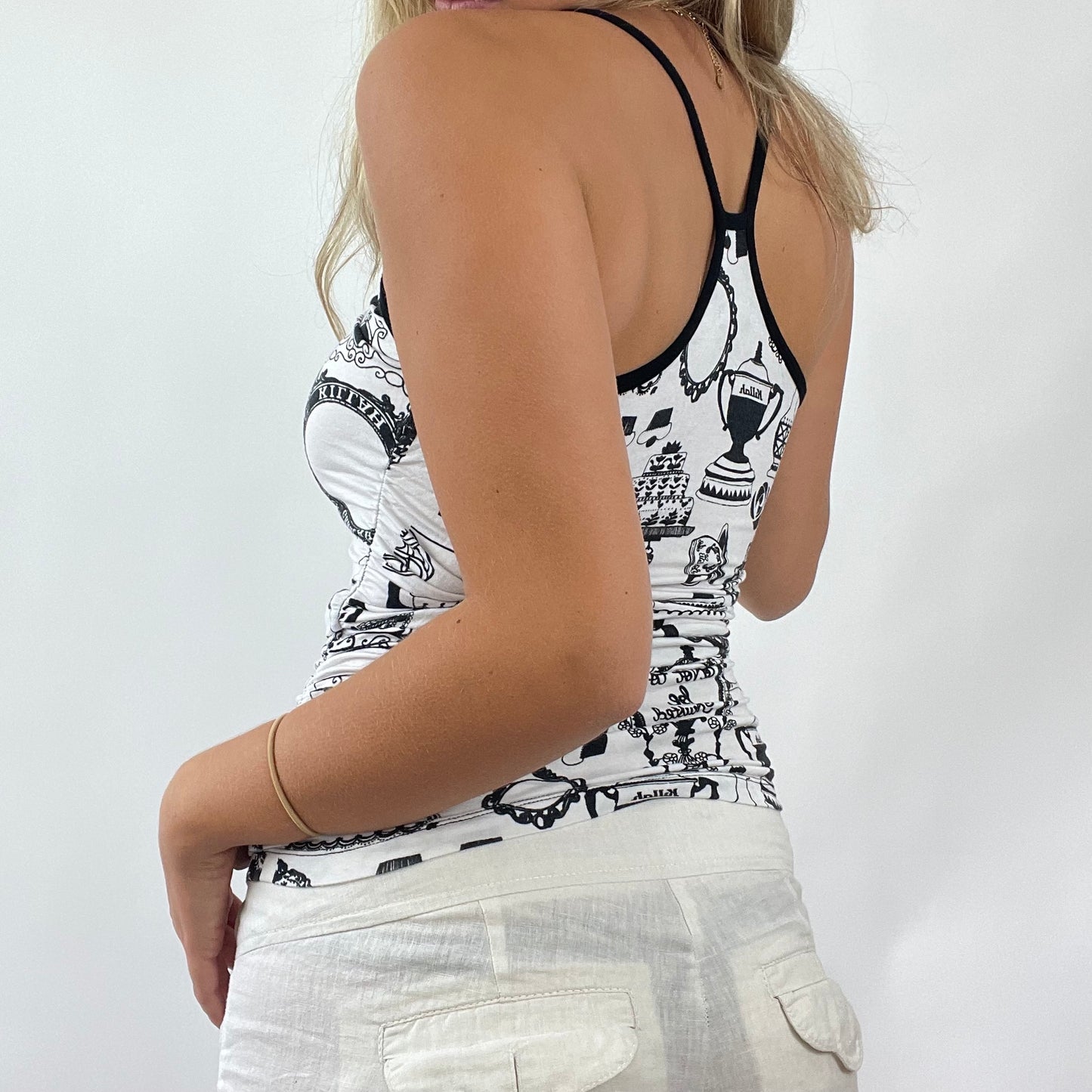 FRESHERS FITS DROP | small killah by miss sixty black and white graphic print cami