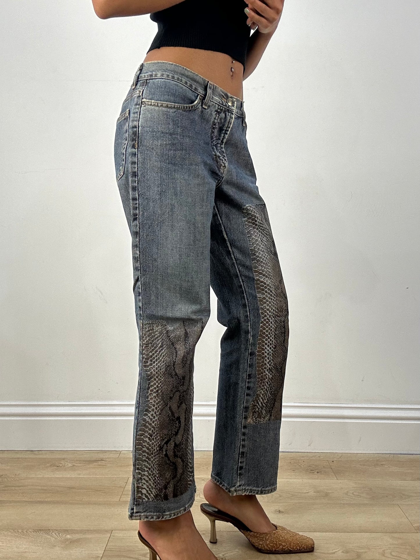 MOB WIFE DROP | small just cavalli jeans with snakeskin pattern