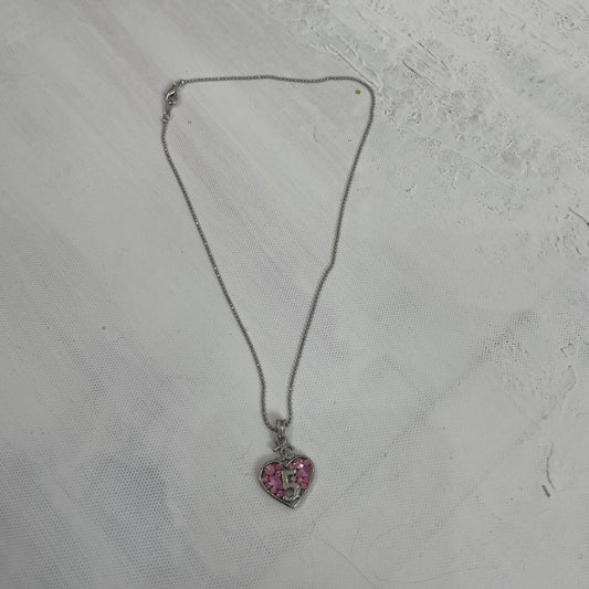 INSTA BADDIE DROP | silver heart pendant necklace with diamanté “5”