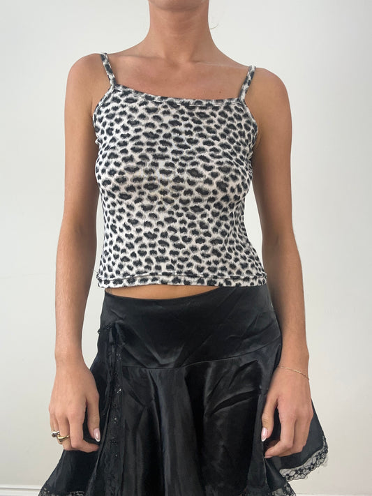 💻HALLOWEEN | small white and black cheetah print cami