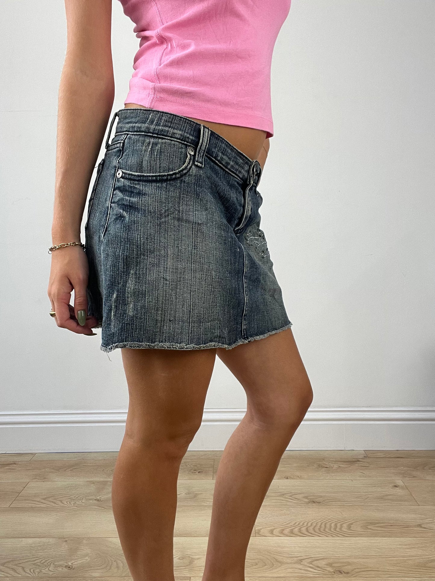 BEST PICKS | medium dark denim orsay mini skirt with butterfly diamanté print