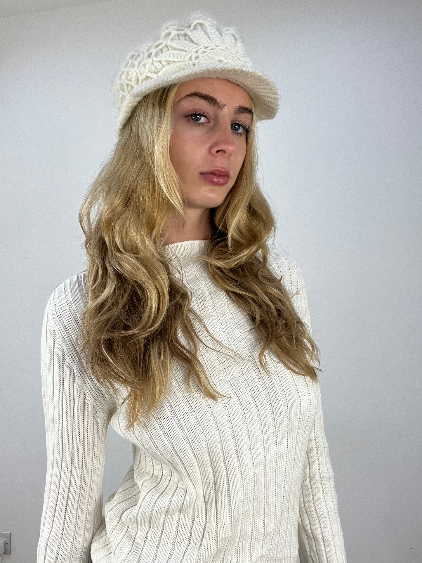 countryside | white knitted beanie cap