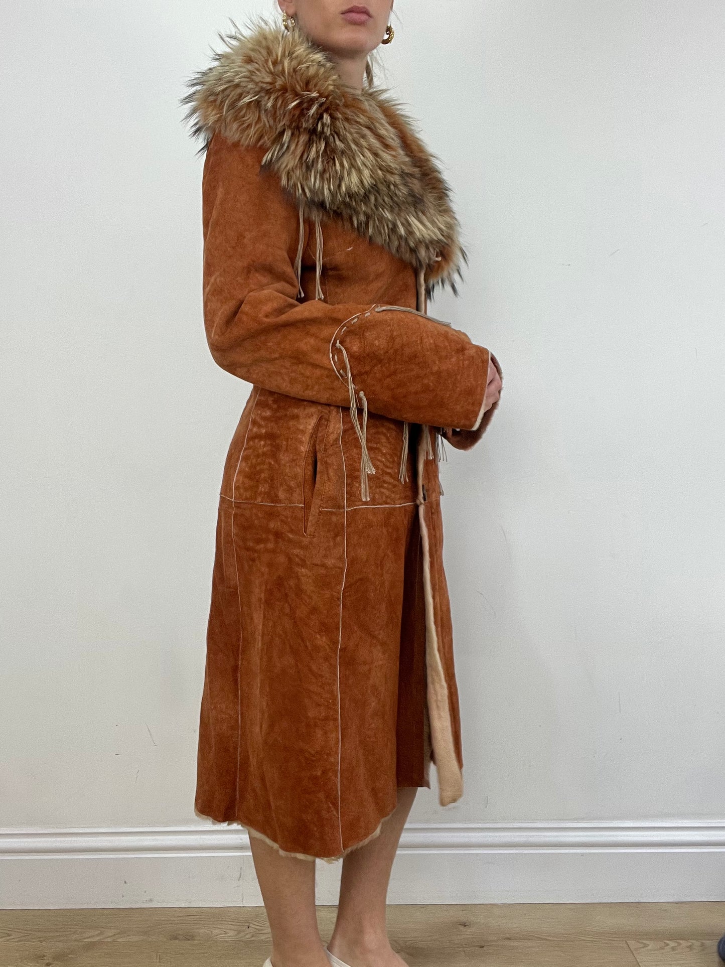 vintage edit seasonal faves | medium orange real suede long coat