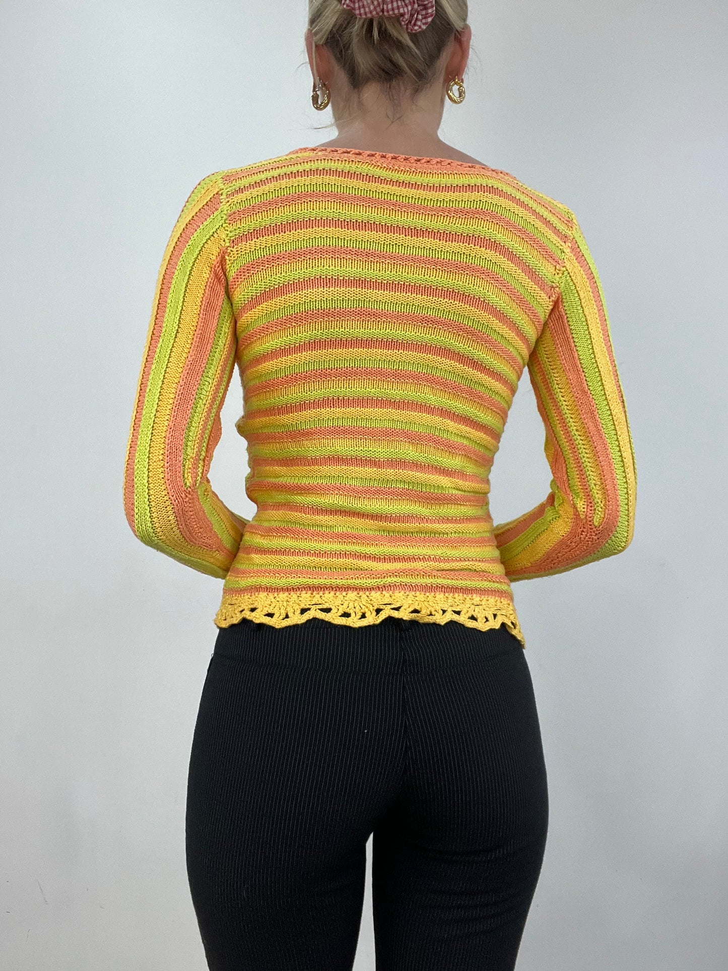 vintage edit six | extra small yellow and orange crochet jumper