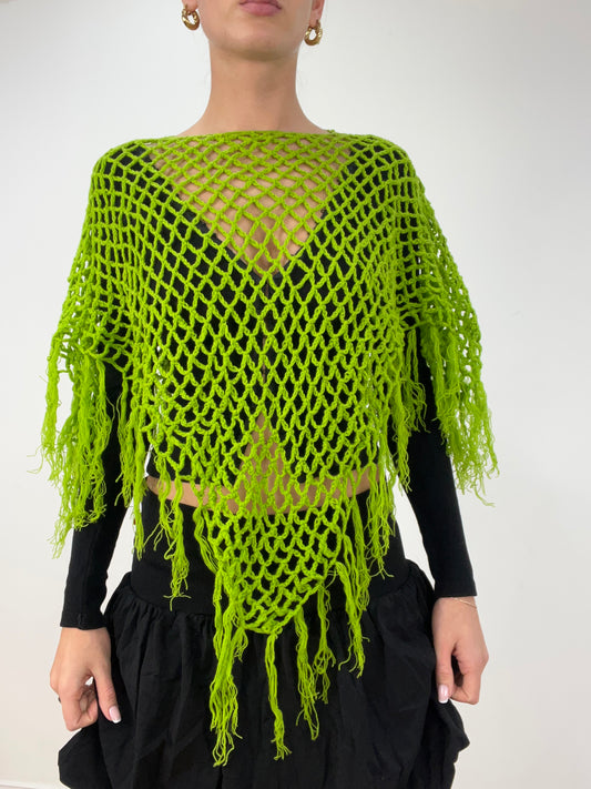 vintage edit four | green crochet poncho