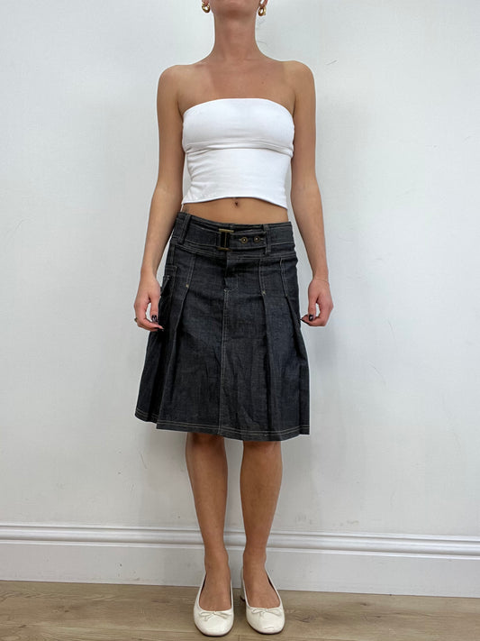 vintage drop 1 | small grey denim midi skirt