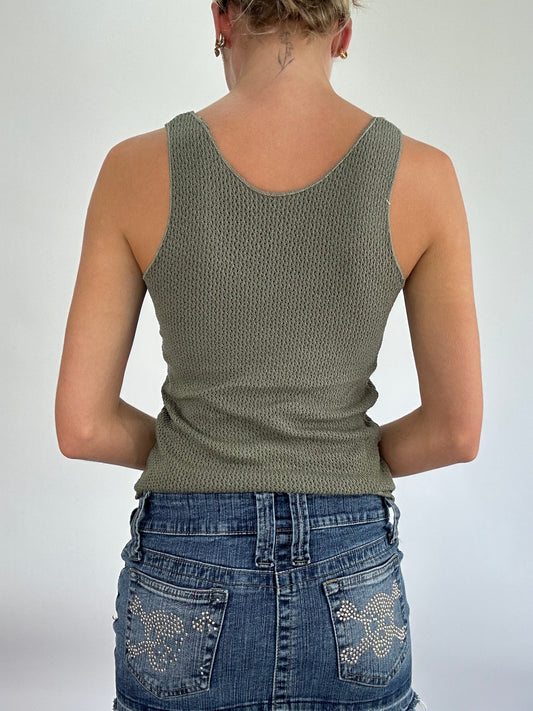 BRITISH SUMMER GIRL DROP | small khaki crochet style vest