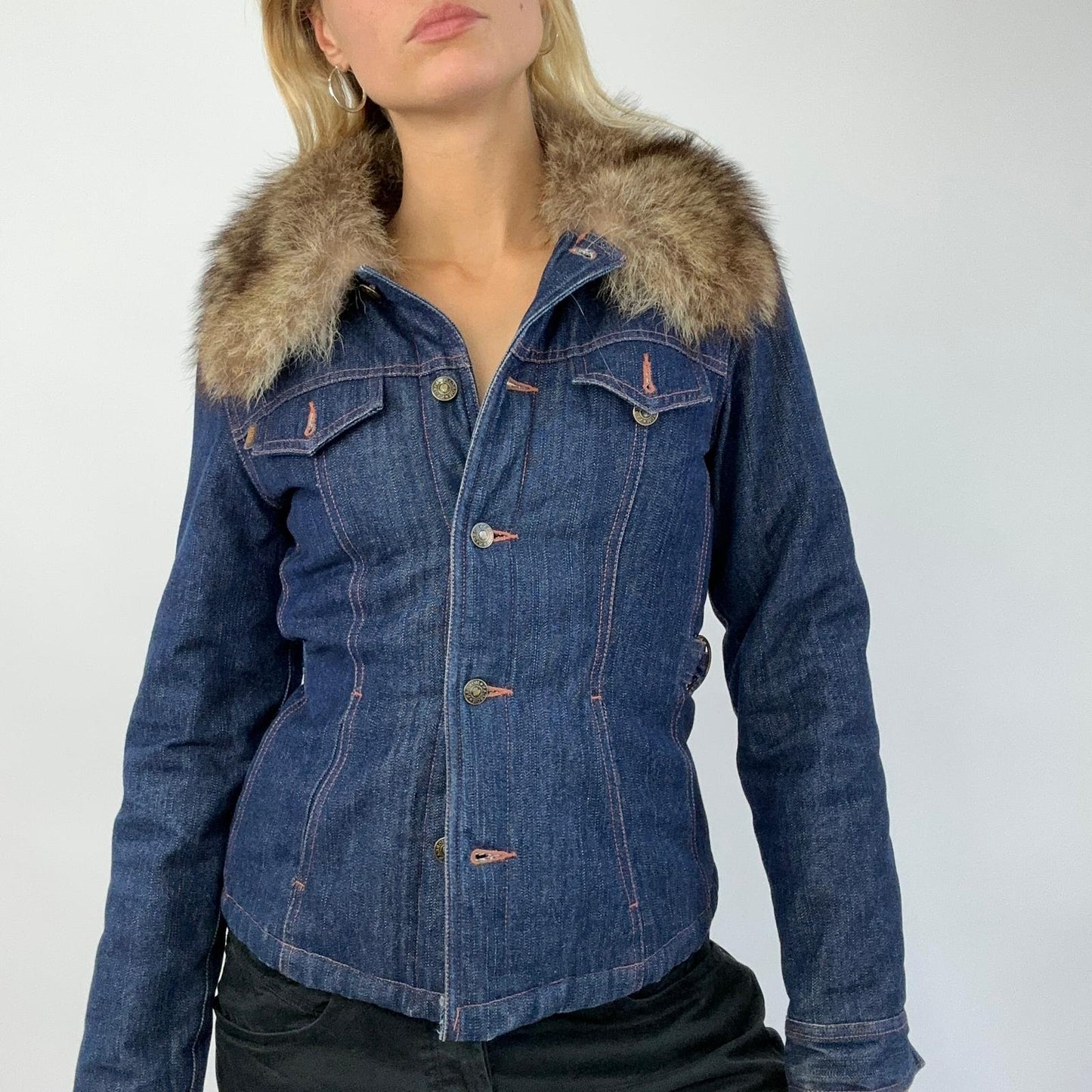 BEST PICKS | small morgan de toi denim jacket with faux fur trim