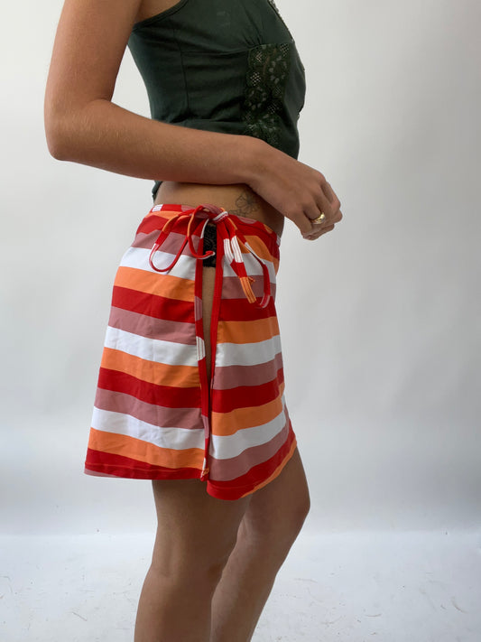 💚 GIRLS TRIP DROP | medium orange white snd red striped wrap skirt