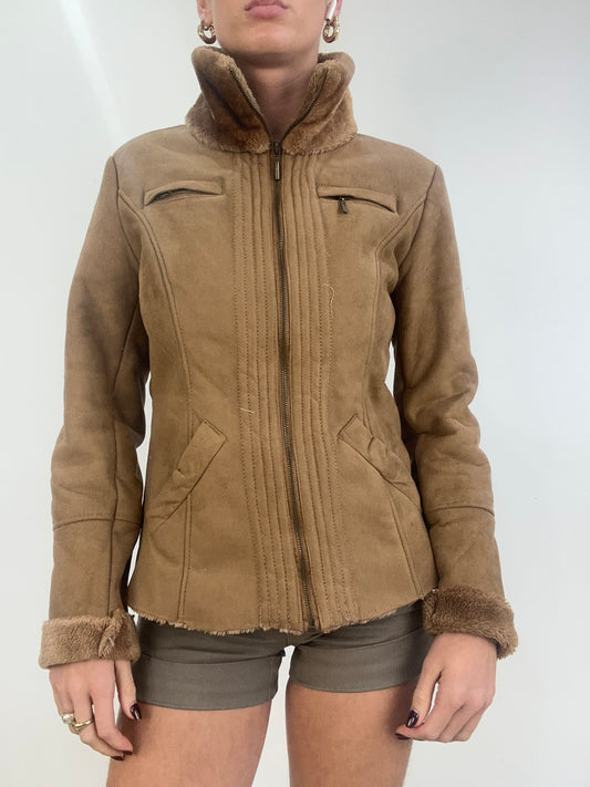 vintage drop 1 | small brown suede and fur zip up jacket