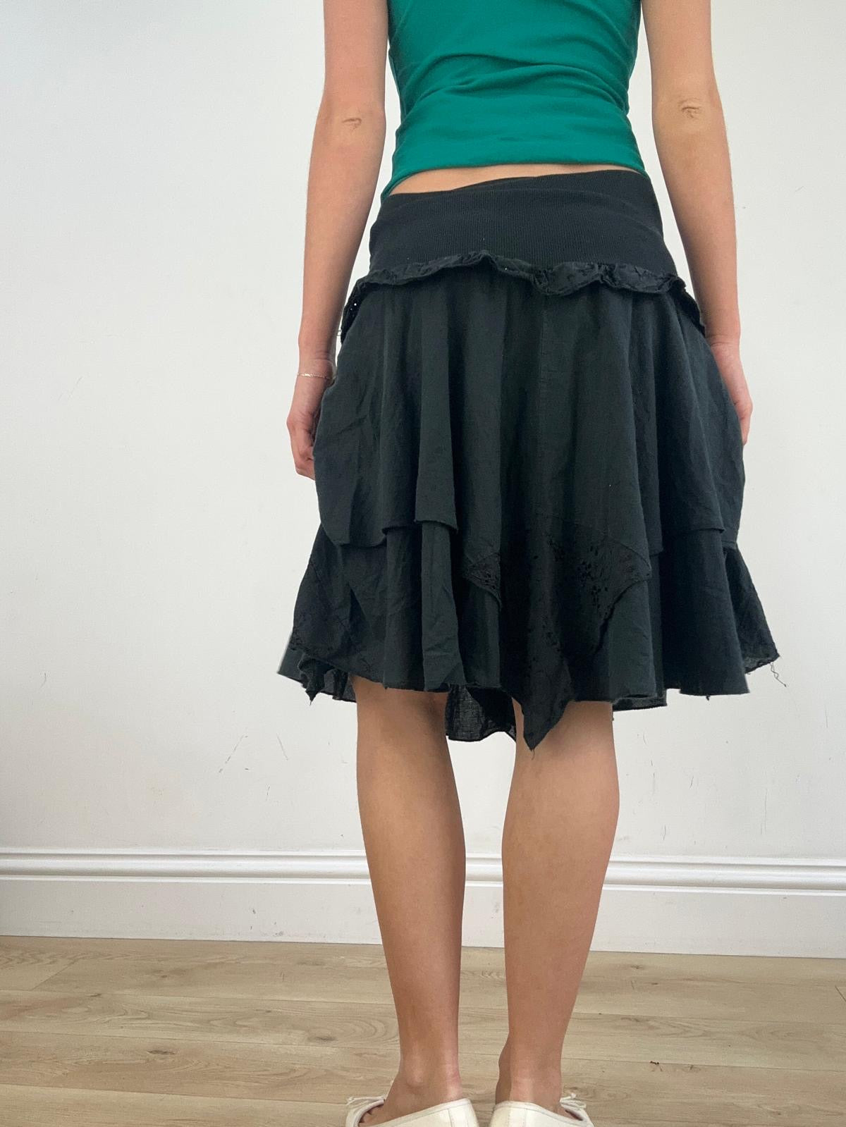 st patrick’s day | medium black asymmetric midi skirt